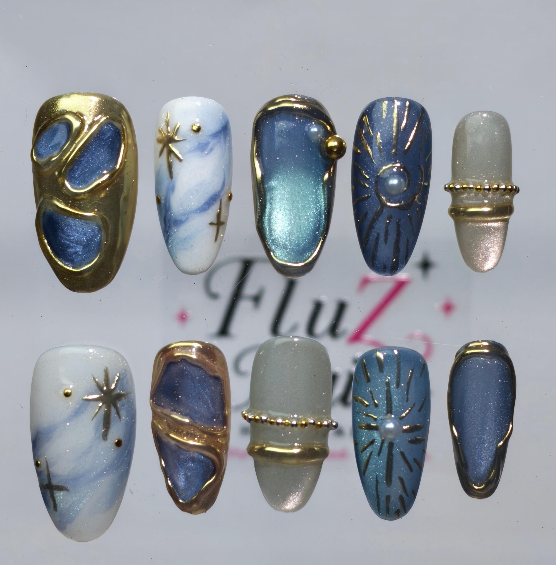 Dreamy Celestial Galaxy Press-On Nails – Handcrafted Starry Almond Nail Art